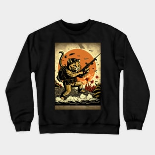 Cat Storming the Beach Crewneck Sweatshirt